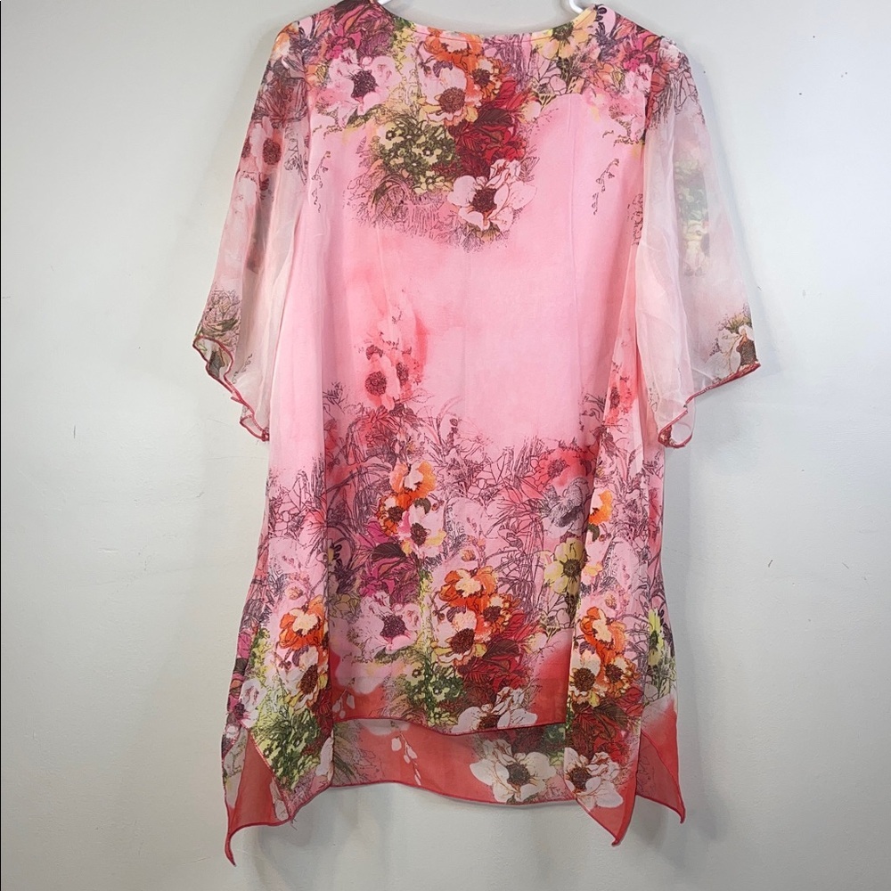 Christopher & Banks Pink Floral Handkerchief Hem Blouse XXL #298 - Picture 6 of 13